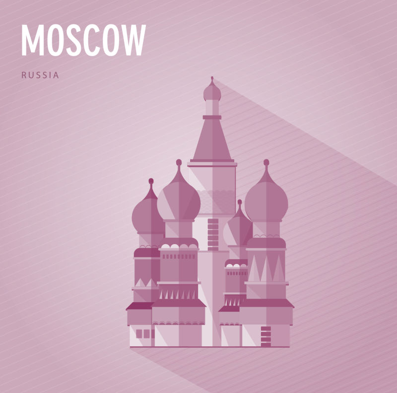 矢量俄罗斯著名建筑插图