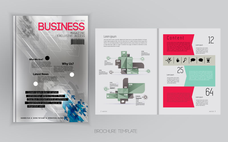 创意矢量科技感的商业杂志页面设计