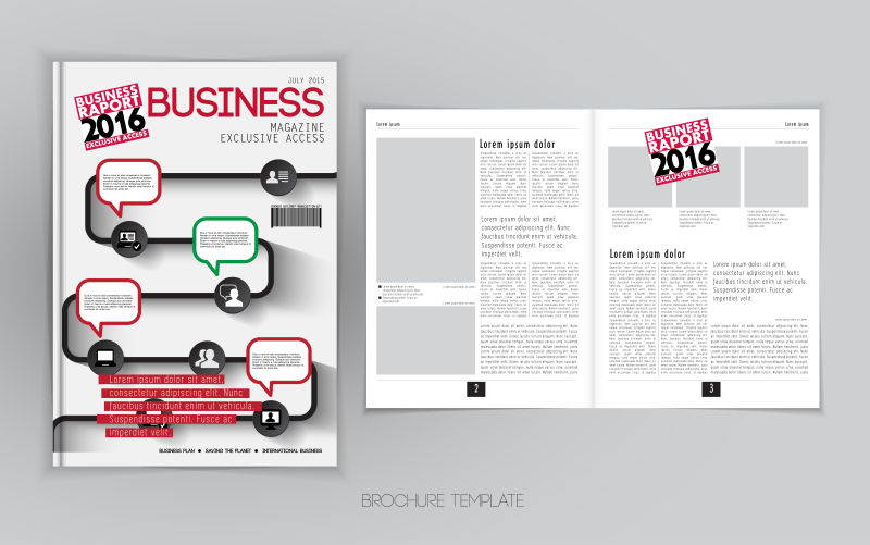 创意矢量商业信息元素的杂志版式设计