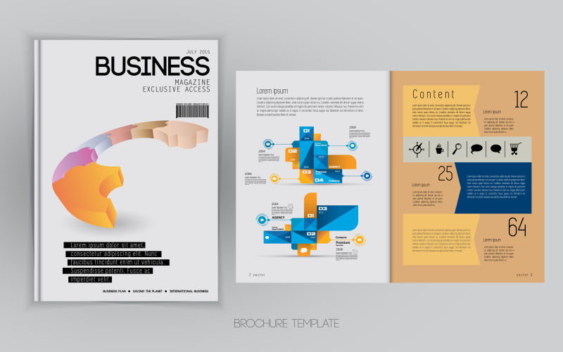 创意矢量商业概念的现代杂志页面设计