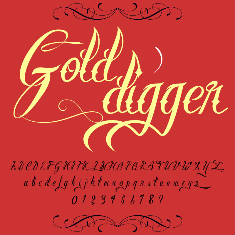 金色英文字母数字设计矢量