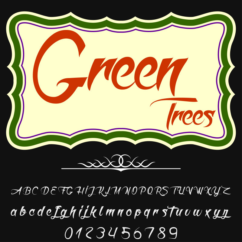 绿树英文字母字体创意矢量