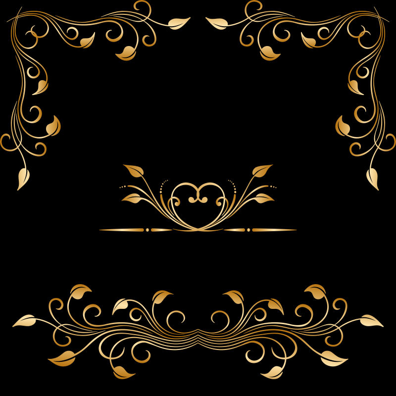 矢量集金色古典装饰框元素