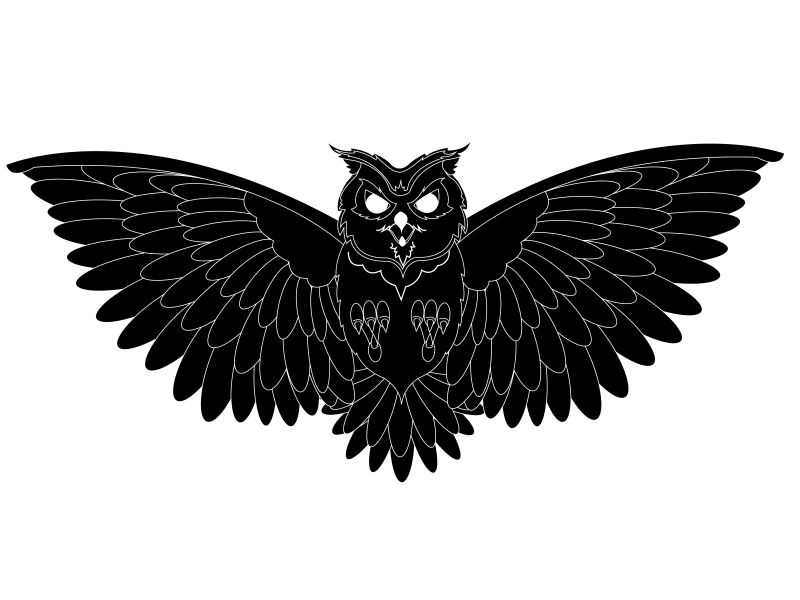 矢量黑色装饰风格的猫头鹰设计