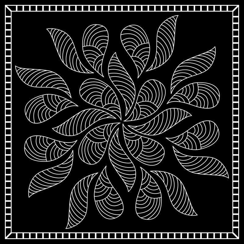 矢量黑色和白色花纹抽象方形图案设计
