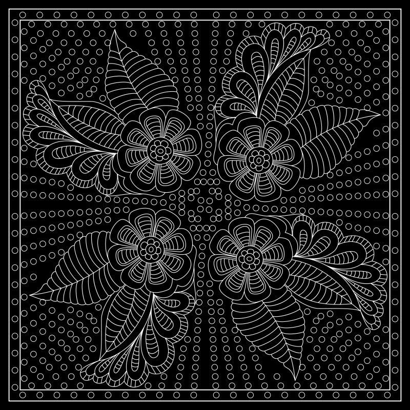 矢量黑色和白色抽象带印花花纹地毯抽象图案