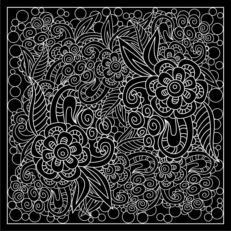 黑色和白色抽象带印花的方形图案设计