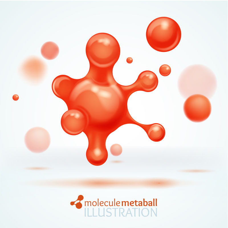 抽象的红色分子插图矢量设计