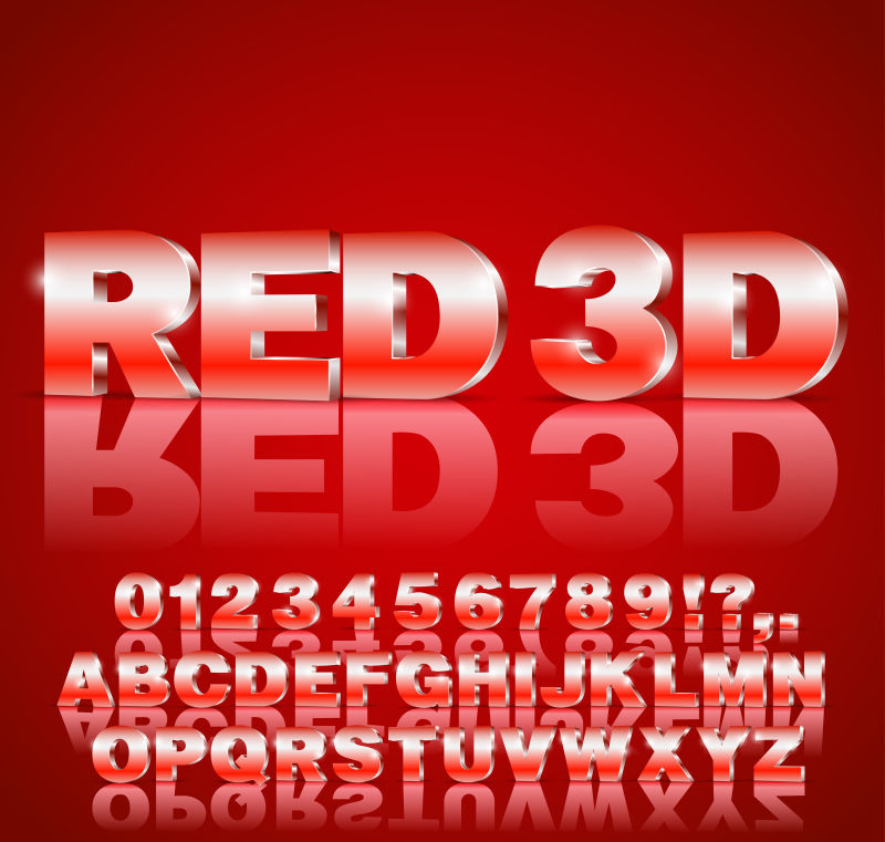 带字母和数字的3D字体矢量
