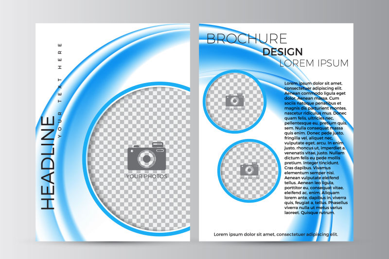 创意的浅蓝色背景宣传册设计矢量图