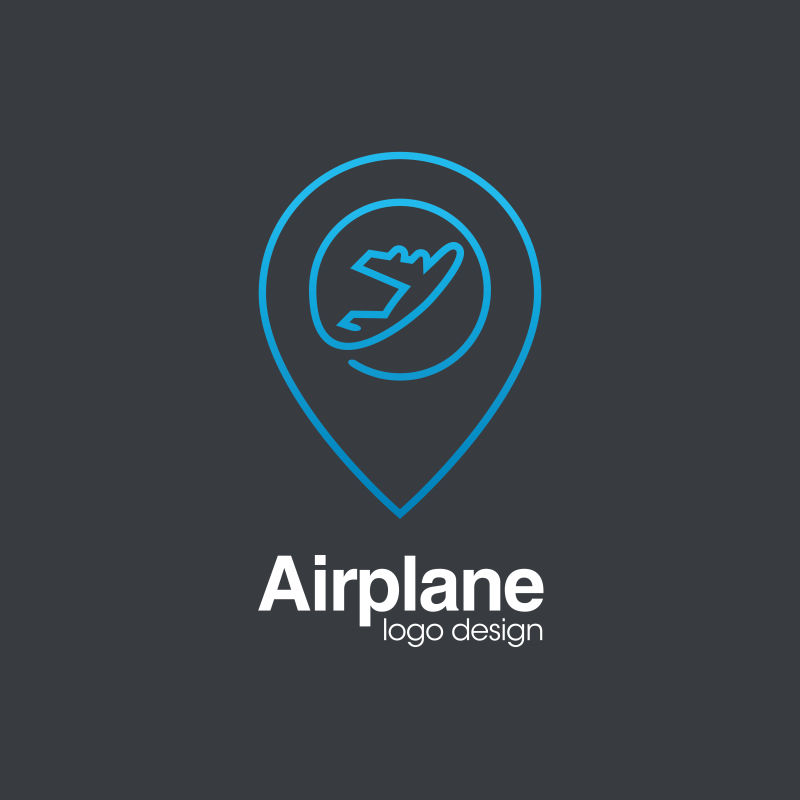 矢量飞机定位创意logo