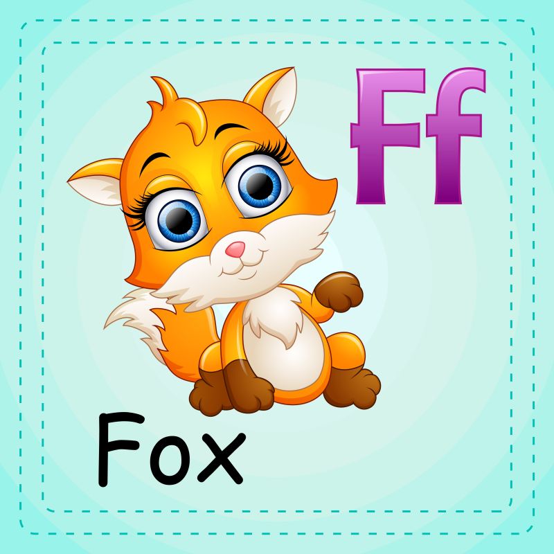动物字母F是狐狸矢量