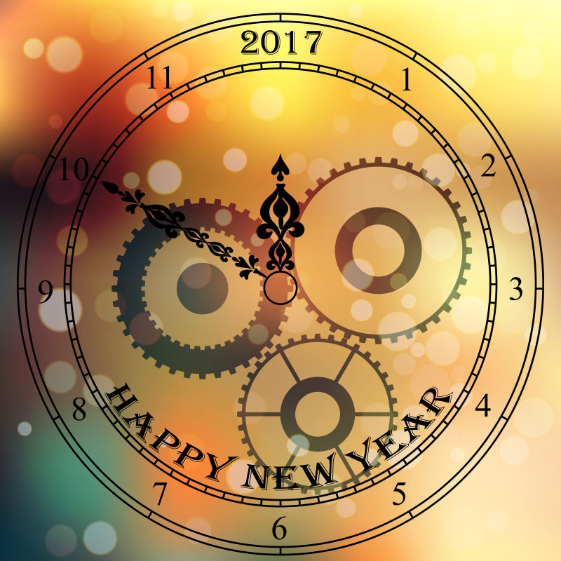 创意矢量新年时钟元素的设计背景