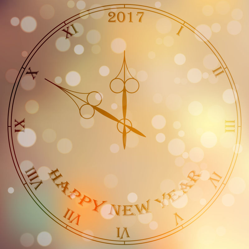 创意矢量新年时钟元素的背景
