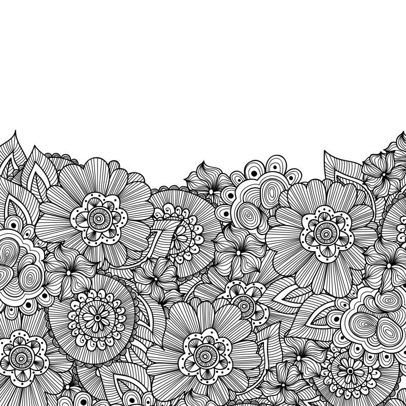装饰手绘矢量元素边框鲜花和树叶