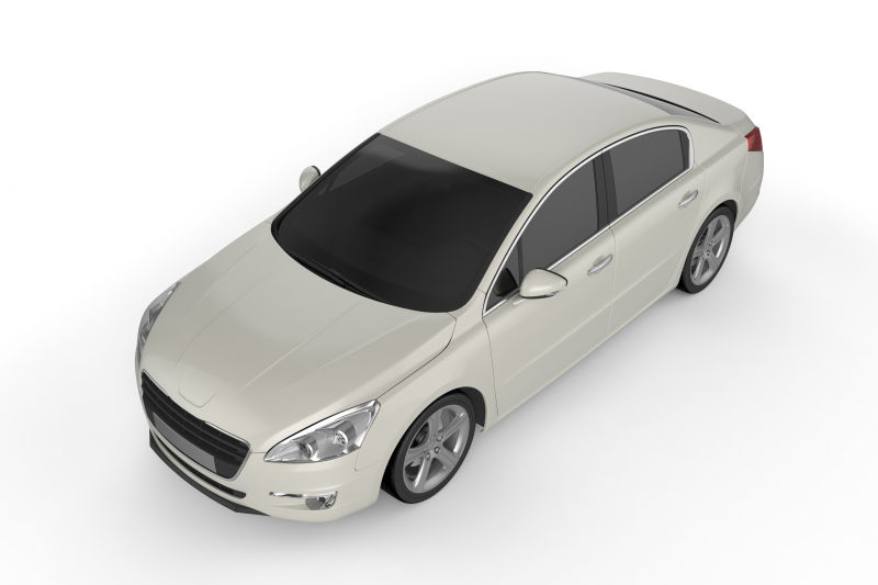 白色背景下的白色汽车3D设计