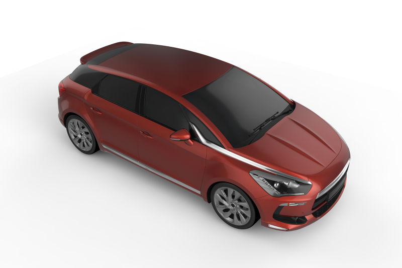 白色背景下的红色汽车3D视图