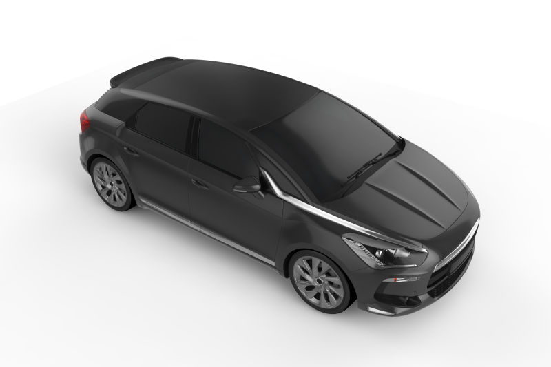 白色背景下的黑色汽车3D视图