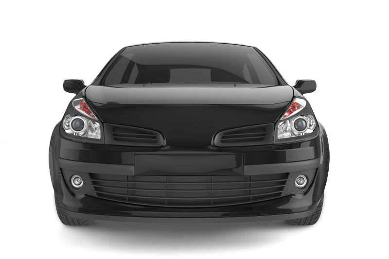 白色背景上的黑色汽车车头创意设计