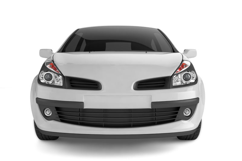 白色背景上的白色汽车车灯和车头设计