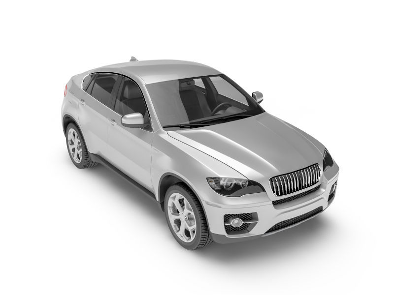 白色背景下的银色汽车模型展示