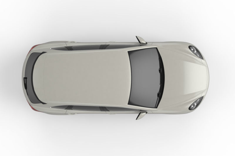 白色背景下的SUV白色汽车俯视图