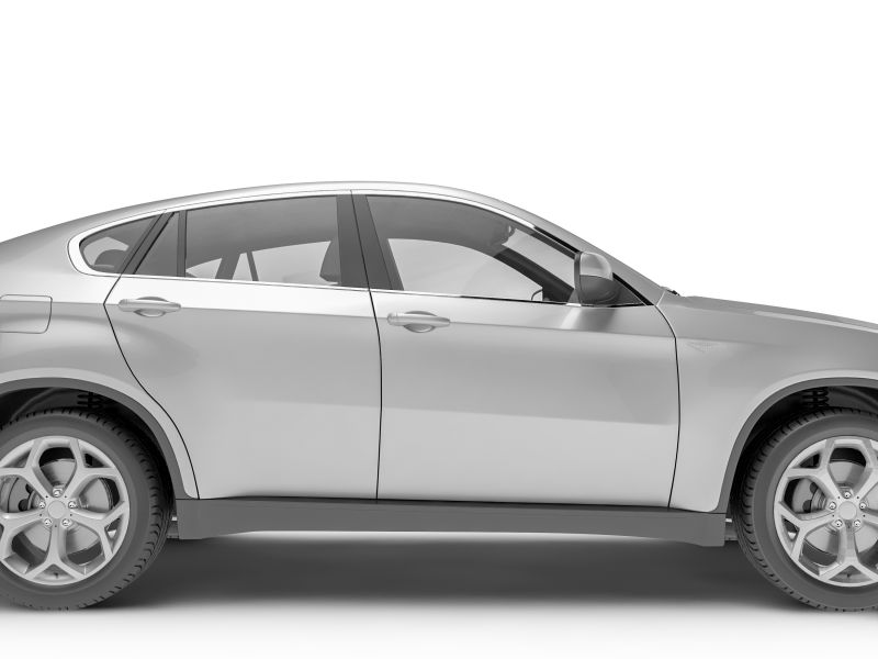 白色背景下的银色SUV汽车模型展示
