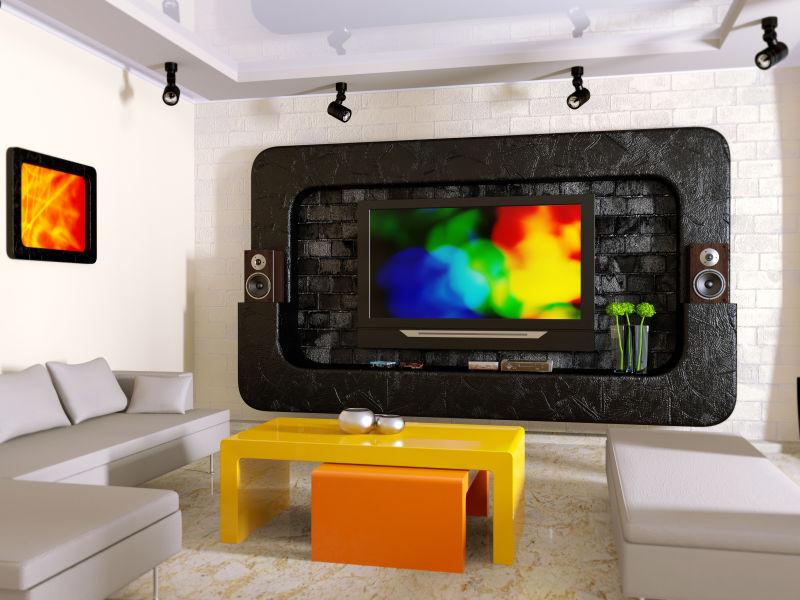 现代室内大型电视墙