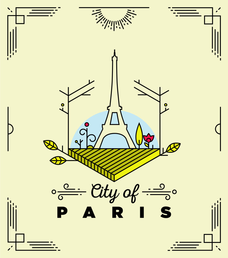 著名城市巴黎单字标志建筑