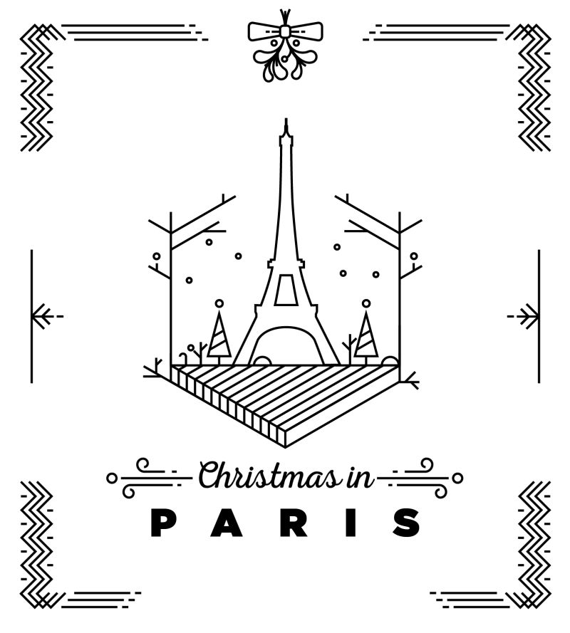 巴黎贺卡中的城市标志建筑
