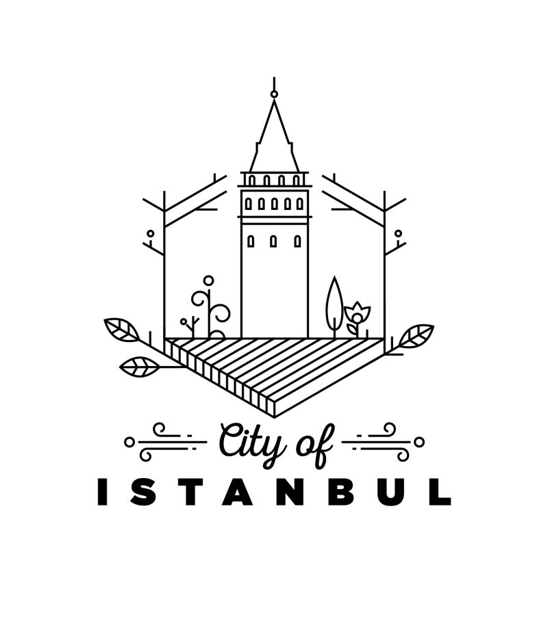白色背景下的伊斯坦布尔城市标志建筑