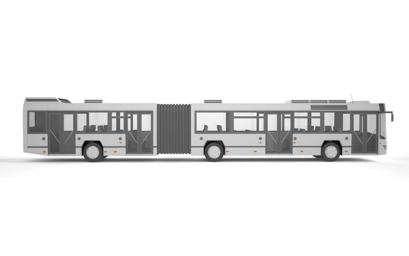白色背景上的灰白色的加长巴士模型