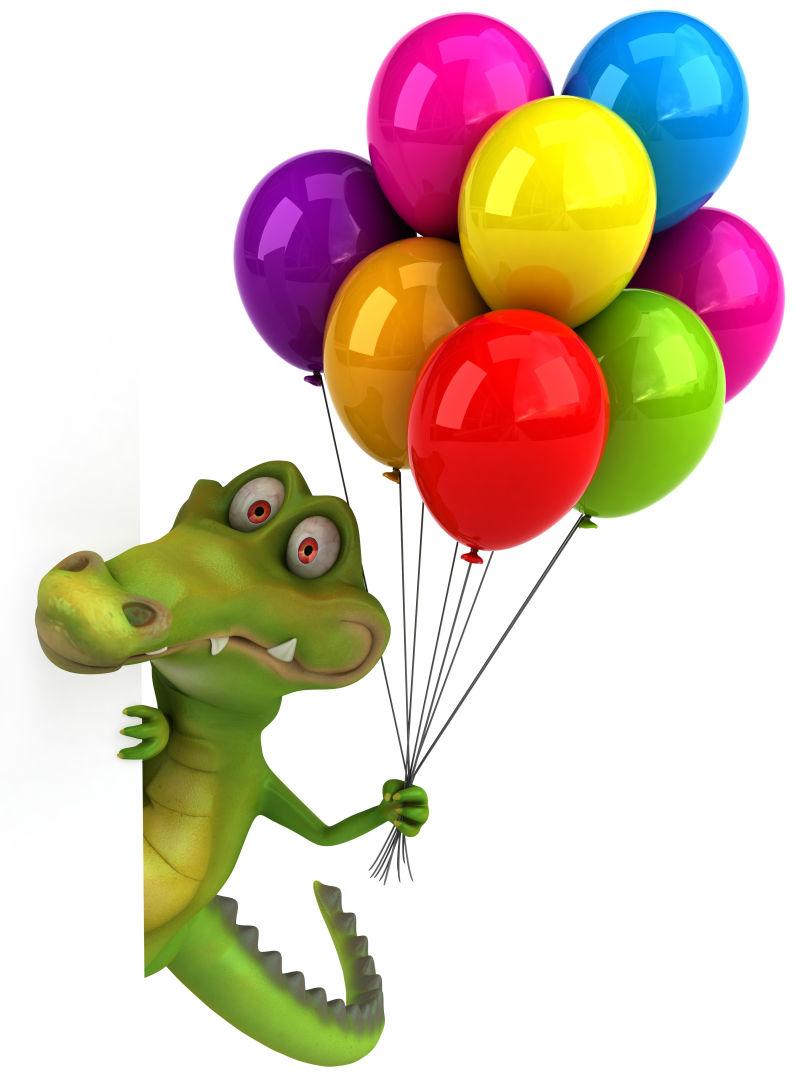 鳄鱼拿着气球