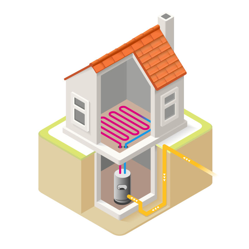 矢量房屋供暖系统插图
