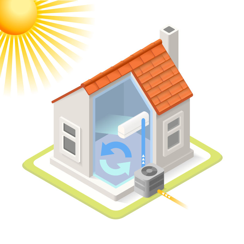 房屋冷气系统矢量插图