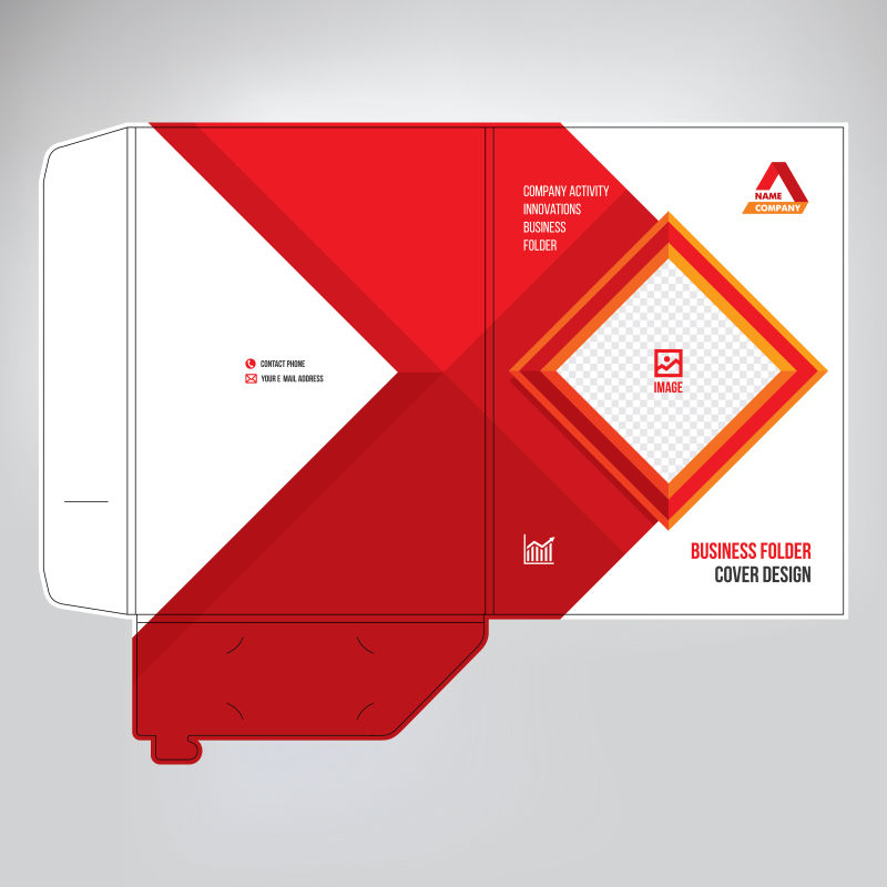 抽象矢量红色现代企业文件夹设计
