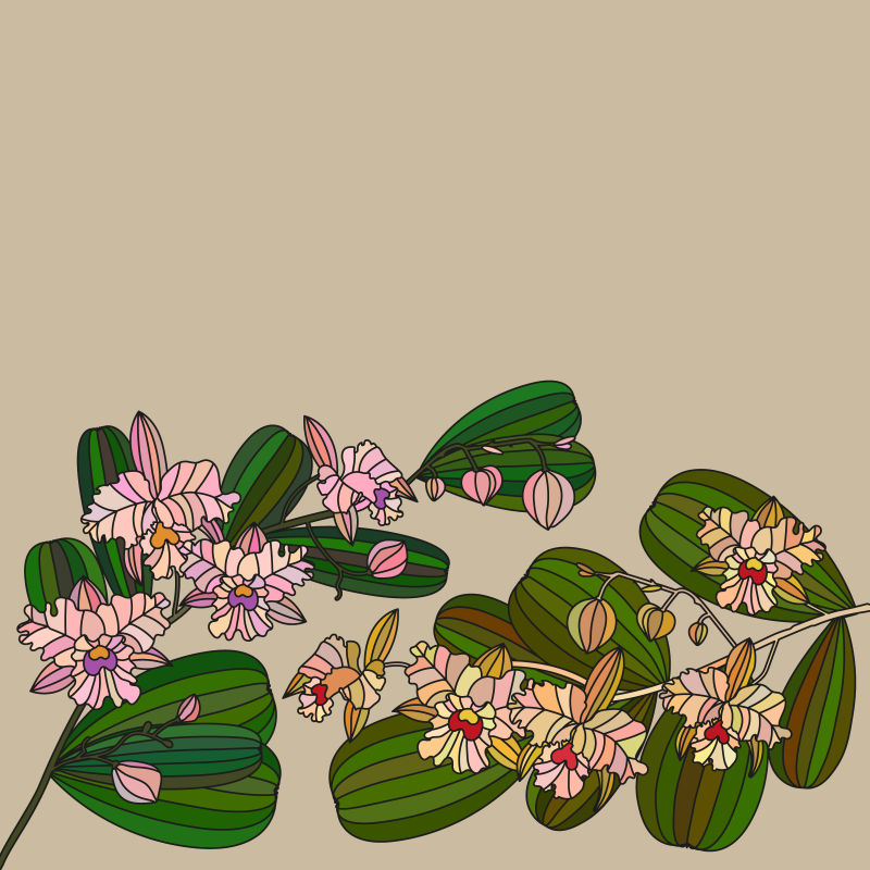 抽象矢量手绘花卉装饰设计背景