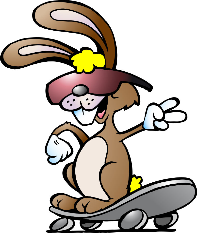 矢量玩滑板的兔子