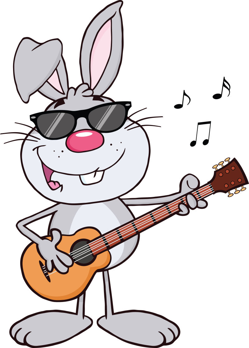 矢量弹吉他的兔子
