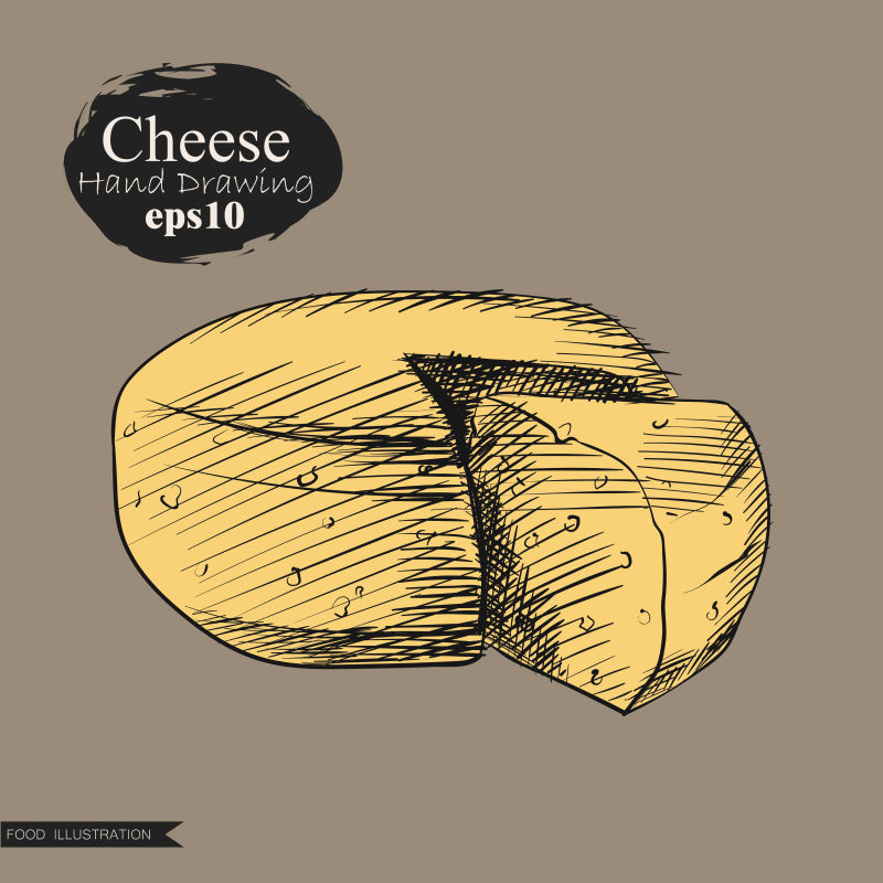 矢量手绘奶酪插图