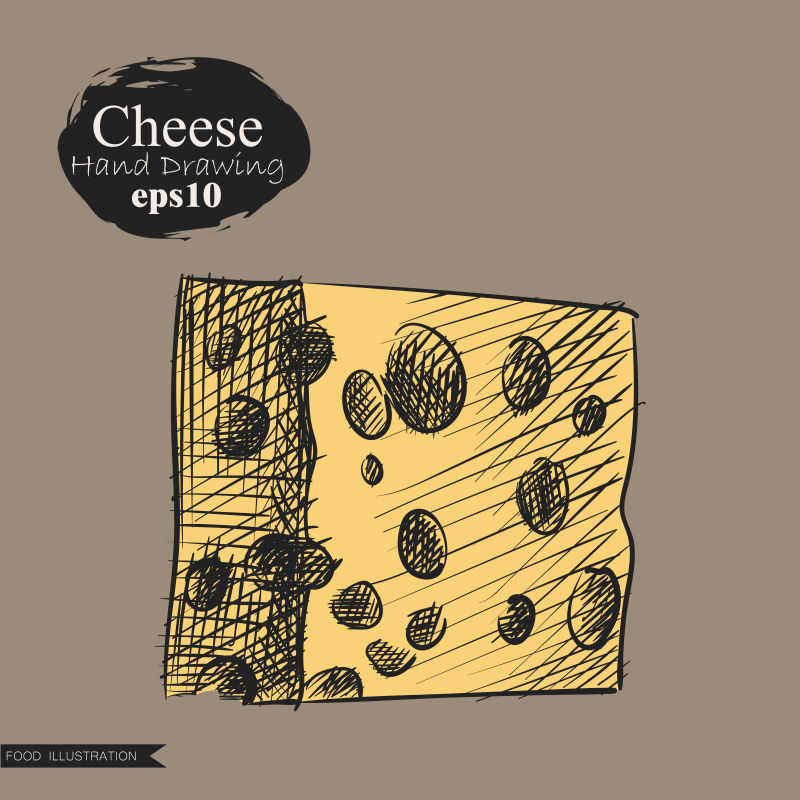 创意矢量米色奶酪插图
