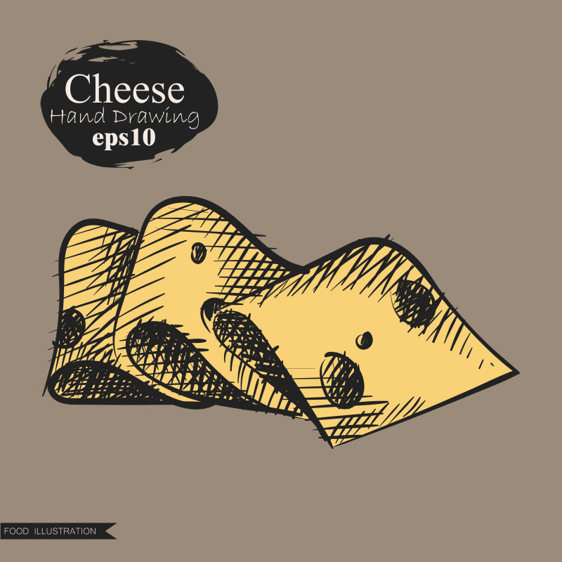 抽象矢量奶酪平面插图