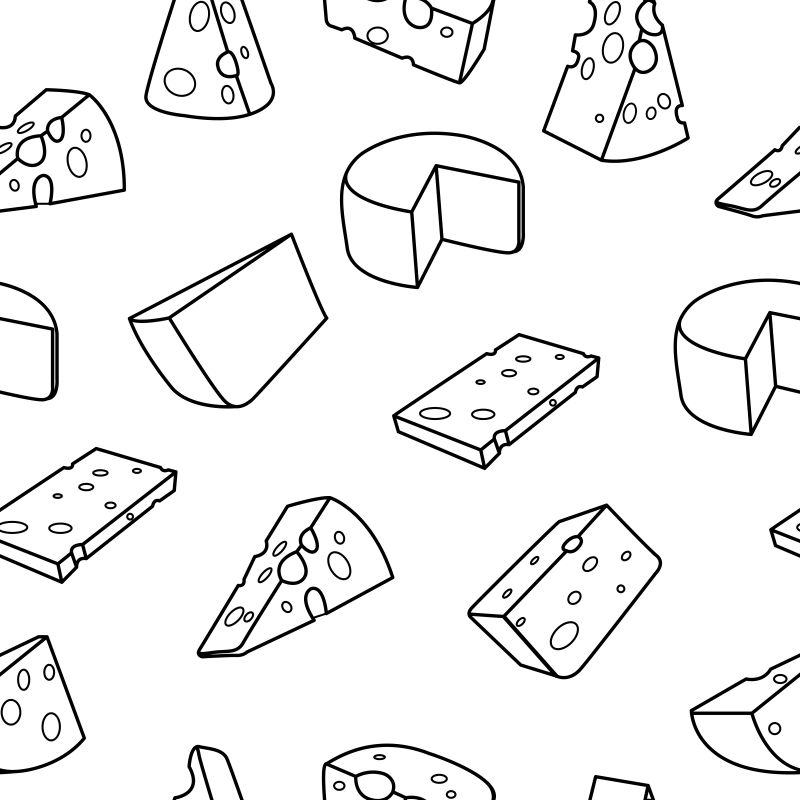 抽象矢量线性风格的奶酪插图