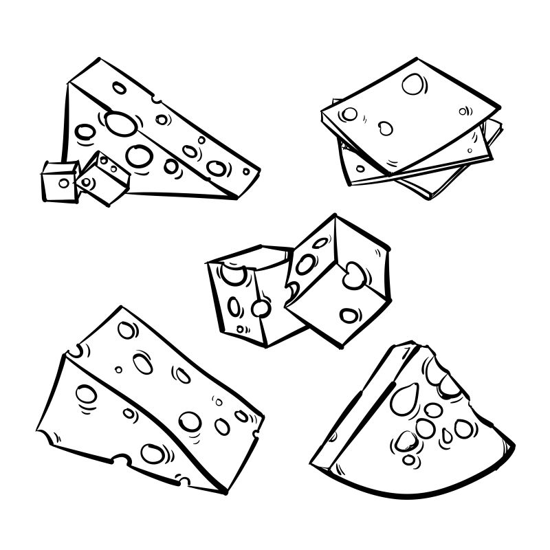 抽象矢量手绘奶酪设计插图