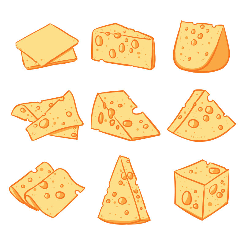 矢量手绘创意奶酪插图