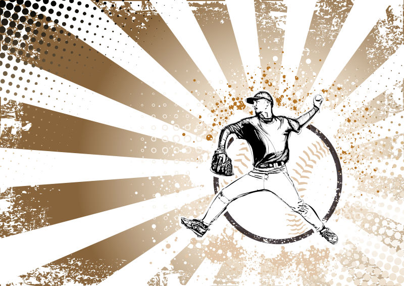 棒球复古海报背景矢量设计
