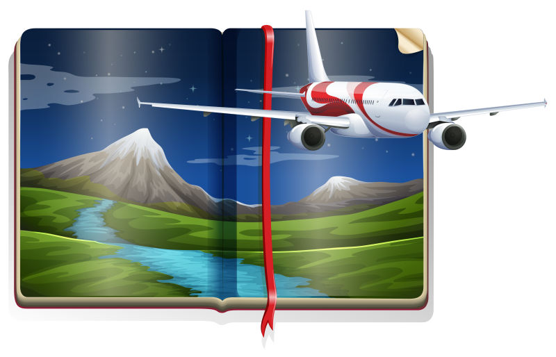 飞机图案书籍矢量设计