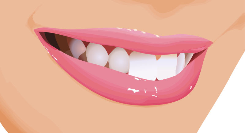 创意矢量粉色微笑的嘴唇插图