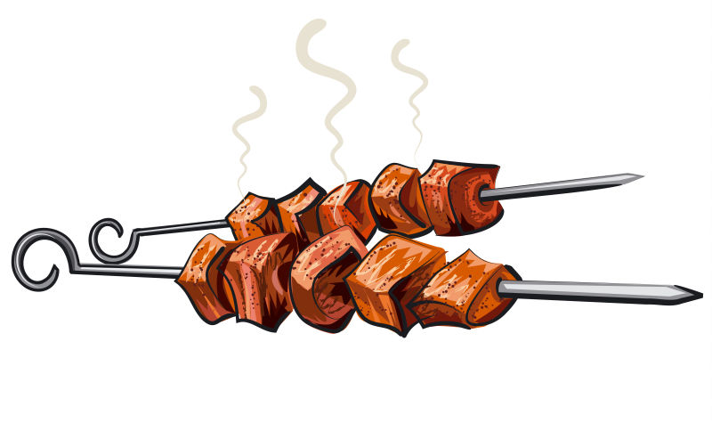 抽象矢量美味的烤肉串插图