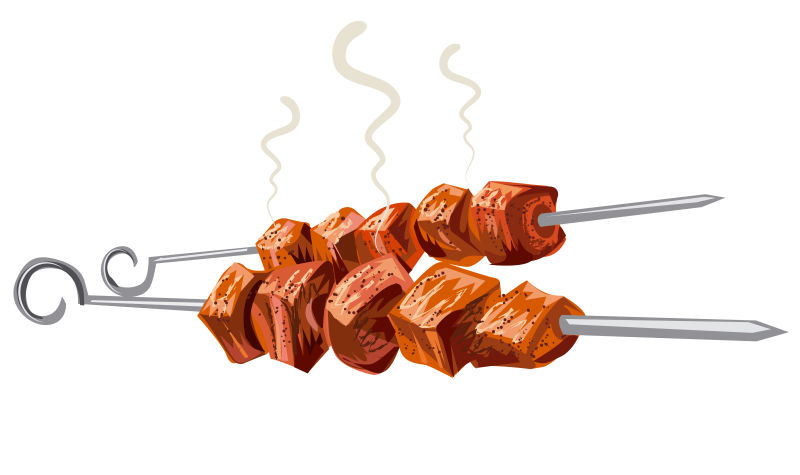 矢量美味的烤肉串插图